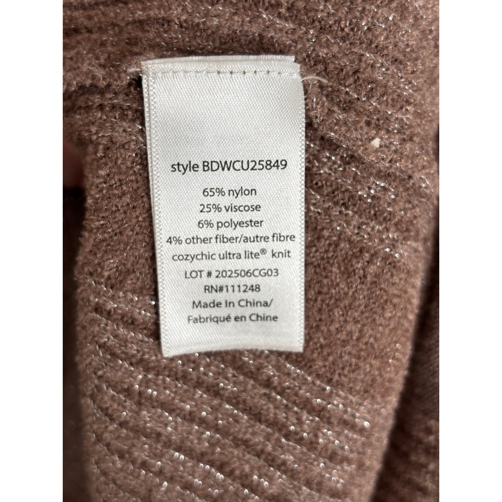 Barefoot Dreams CozyChic Ultra Lite Ribbed Shimmer Cardigan Brown Medium 2398 - Picture 6 of 7